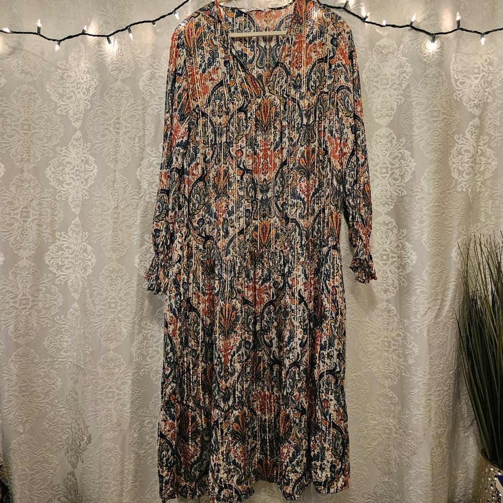 Zara Vibrant Patterned Long Sleeve Dress